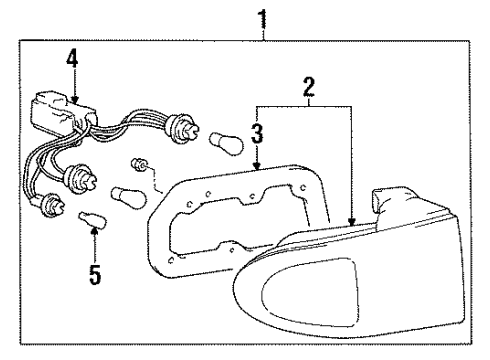 1996 Hyundai Sonata Bulbs Lens & Housing-Rear Combination Outside Lamp, RH Diagram for 92420-34050