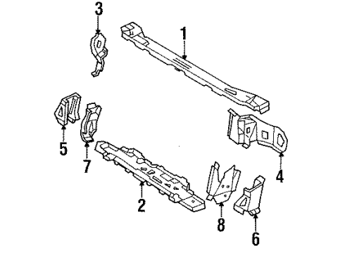 1987 Pontiac Grand Am Radiator Support SUPPORT, Fender Wheelhouse Diagram for 20646975