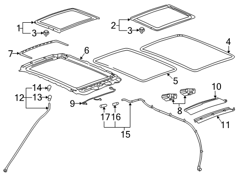 2014 Cadillac SRX Sunroof Cable Diagram for 20945786