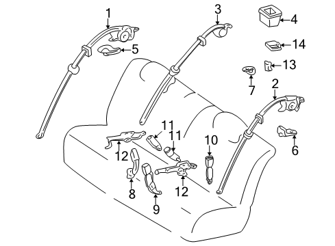 2004 Lexus LS430 Seat Belt Belt Assy, Rear Seat Lap Type, Center Diagram for 73350-50130-A0