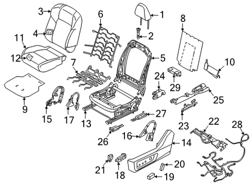 2021 Nissan Rogue Driver Seat Components Seat Slide Switch, LH Diagram for 87066-6CC0A