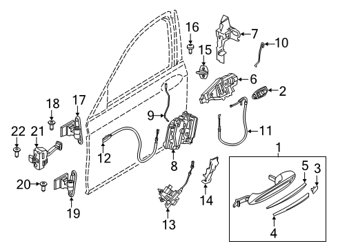2019 BMW M5 Front Door - Lock & Hardware BOWD.CABLE, OUTSIDE DOOR HAND Diagram for 51215A077A1
