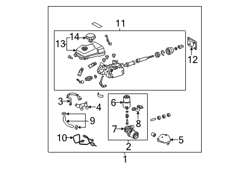 2004 Toyota Tacoma Dash Panel Components Master Cylinder Diagram for 47025-35050