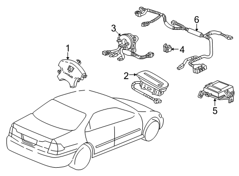 1999 Honda Accord Air Bag Components SRS Unit Diagram for 77960-S84-A86