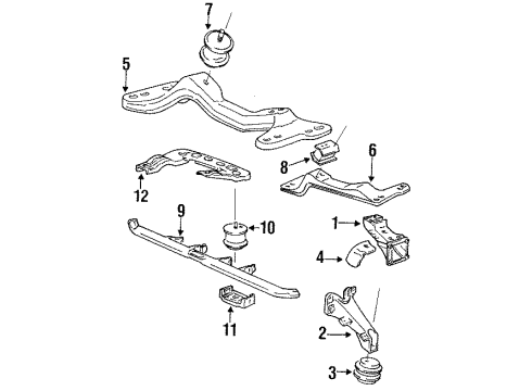 1992 BMW 325is Engine Mounting Cross Member Diagram for 23701136498