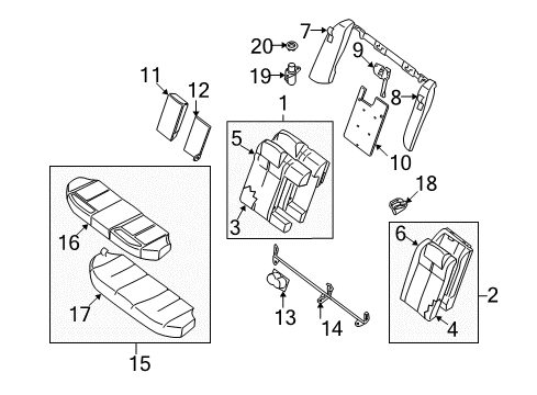 2009 Nissan Altima Rear Seat Components Trim Assy-Rear Seat Back, RH Diagram for 88620-JA22A