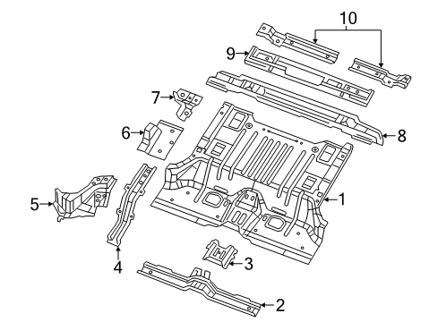 2020 Jeep Wrangler Rear Floor & Rails CROSSMEMB-Floor Pan Diagram for 68299300AB