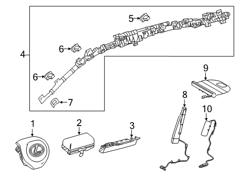 2020 Lexus RX350L Air Bag Components Sensor Assembly, Air Bag Diagram for 89170-48D80