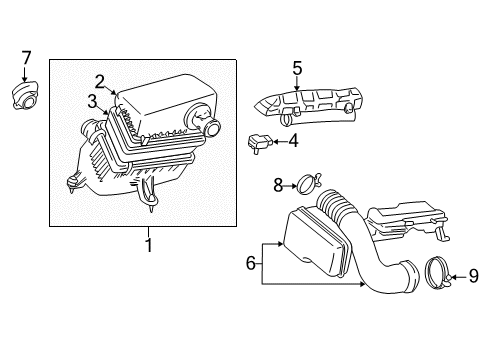 2002 Toyota Land Cruiser Filters Duct Sub-Assy, Front Fender Air, RH Diagram for 53807-60050