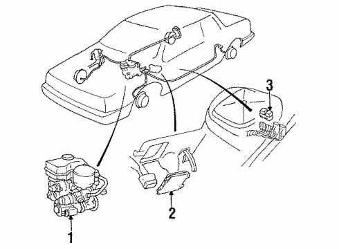 1988 Cadillac Fleetwood ABS Components Electronic Brake Control Module Assembly Diagram for 25530505