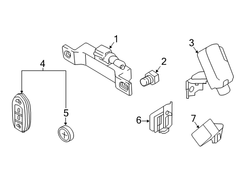 2019 Nissan Titan XD Keyless Entry Components Switch Assembly - Smart KEYLESS Diagram for 285E3-5AA3D