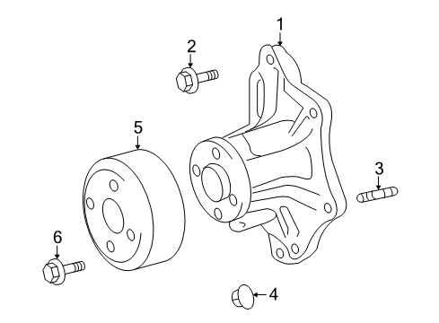 2009 Pontiac Vibe Cooling System, Radiator, Water Pump, Cooling Fan Water Pump Stud Diagram for 94858447