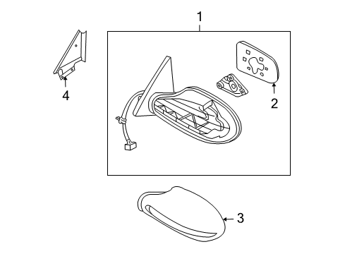 2004 Nissan Altima Outside Mirrors Mirror Assembly-Outside RH W/O SCULL Cap Diagram for 96301-3Z120