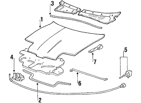 1989 Acura Integra Hood & Components Lock Assembly, Hood Diagram for 63510-SD2-A03