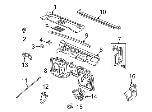 1997 Jeep Wrangler Cowl Seal-Hood To COWL Diagram for 55174640AE