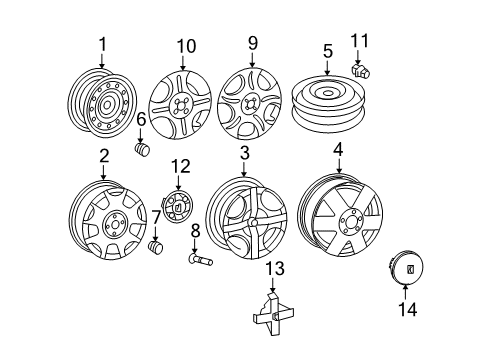 2004 Saturn Ion Wheels Wheel Rim, 17X7 Diagram for 9595597