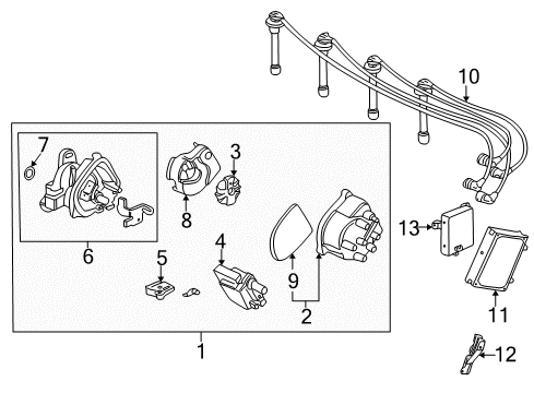 1999 Honda Civic Ignition System Bracket, Engine Control Module Diagram for 64133-S04-G00ZZ