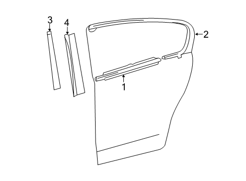 2018 Lexus GS F Exterior Trim - Rear Door MOULDING, Rear Door Window Frame Diagram for 75761-30160