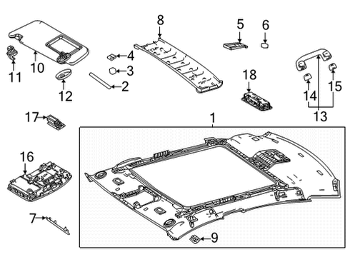 2021 Toyota Mirai Interior Trim - Roof Pad Diagram for 63351-62050