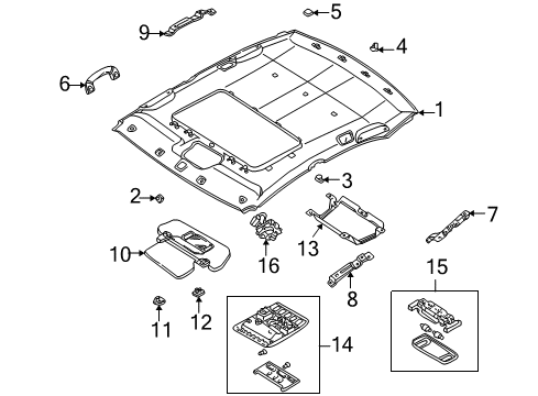 2004 Infiniti Q45 Sunroof Lamp Assembly Map Diagram for 26430-AT977