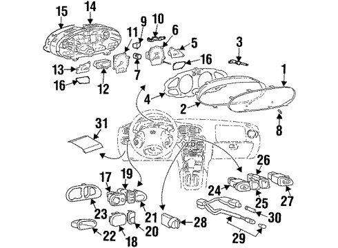 1997 Hyundai Elantra Instruments & Gauges SPEEDOMETER Assembly(Mph) Diagram for 94210-2D230