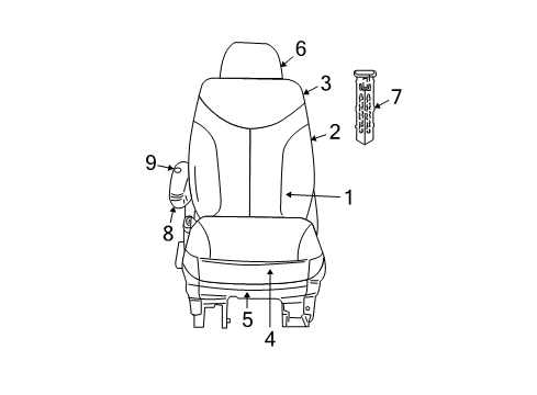 2008 Chrysler Town & Country Front Seat Components Front Seat Cushion Diagram for 1JA451DVAA