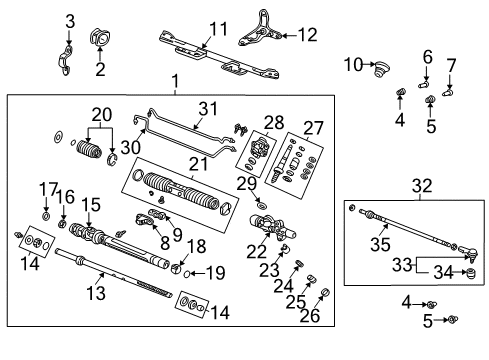 2005 Honda CR-V Steering Column & Wheel, Steering Gear & Linkage Pipe A, Cylinder Diagram for 53670-S9A-A01