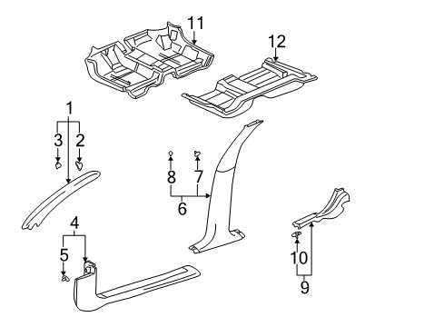 2003 Buick LeSabre Interior Trim - Pillars, Rocker & Floor MOLDING, Windshield Garnish Molding Diagram for 25766615