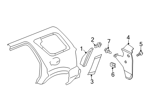 2010 Mercury Mariner Exterior Trim - Quarter Panel Stone Deflector Diagram for 8L8Z-99292A22-A