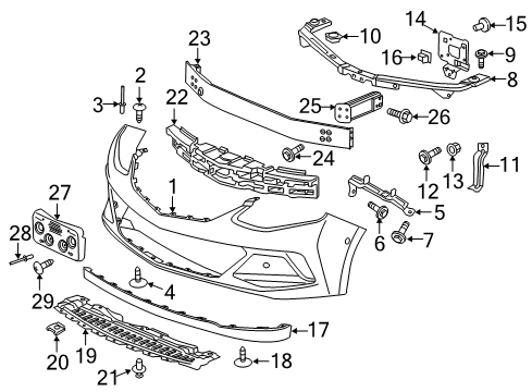 2018 Chevrolet Volt Front Bumper Upper Support Diagram for 23359339