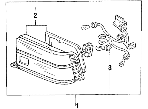 1986 Acura Legend Combination Lamps Lens, Driver Side Taillight Diagram for 33551-SD4-A01