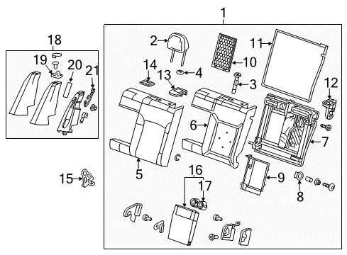 2015 Chevrolet Impala Rear Seat Components Seat Back Pad Diagram for 22814261