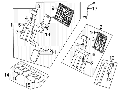 2021 Kia K5 Rear Seat Components Rear Cup Holder Assembly Diagram for 89940L3000