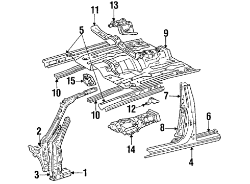 1994 Toyota Tercel Center Pillar & Rocker, Hinge Pillar, Floor Seat Belt Reinforcement Diagram for 58027-16070