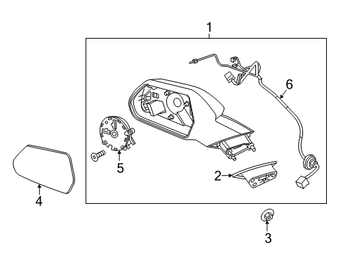 2018 Chevrolet Camaro Outside Mirrors Mirror Assembly Gasket Diagram for 84784509