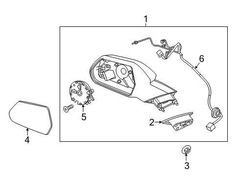 2022 Chevrolet Camaro Outside Mirrors Mirror Glass Diagram for 84639830