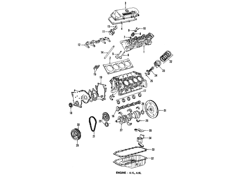 1988 Cadillac Allante Engine Parts, Mounts, Cylinder Head & Valves, Camshaft & Timing, Oil Pan, Oil Pump, Crankshaft & Bearings, Pistons, Rings & Bearings Front Cover Seal Diagram for 1647311