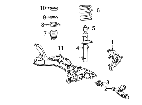 2007 Ford Focus Front Suspension Components, Lower Control Arm, Stabilizer Bar Lower Control Arm Diagram for 7S4Z-3079-A