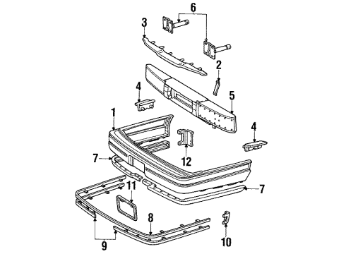 1994 Lincoln Town Car Rear Bumper Stone Deflector Diagram for F1VY-17808-B