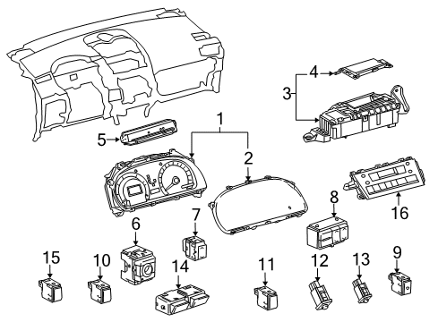 2012 Lexus HS250h Mirrors Meter Assy, Combination Diagram for 83800-75021