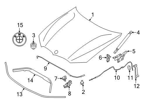 2021 BMW M340i Hood & Components Hood Diagram for 41008494446