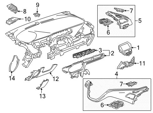 2020 Chevrolet Bolt EV Cluster & Switches, Instrument Panel Defroster Grille Diagram for 42538287