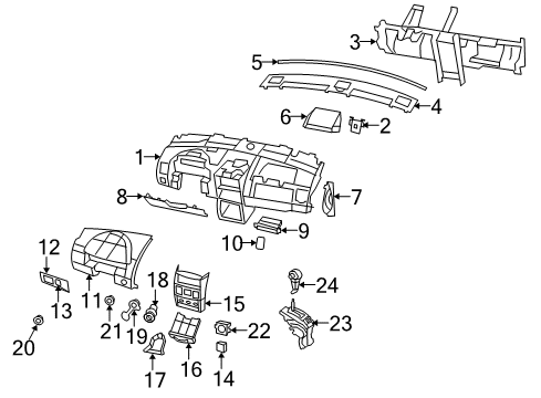 2008 Chrysler Town & Country Gear Shift Control - AT Holder-Instrument Panel Diagram for ZS681DVAA