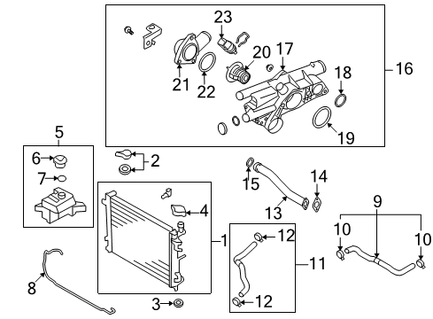 2009 Kia Optima Powertrain Control Radiator Assembly Diagram for 253103K090