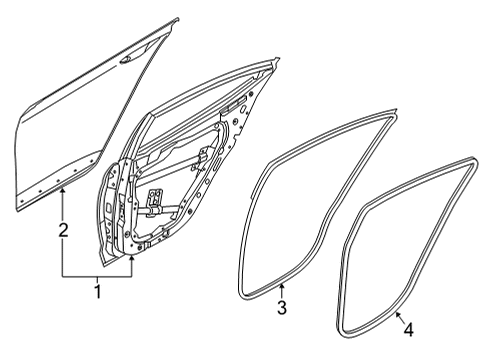 2022 Hyundai Ioniq 5 Door & Components W/STRIP-RR DR BODY SIDE LH Diagram for 83110-GI000