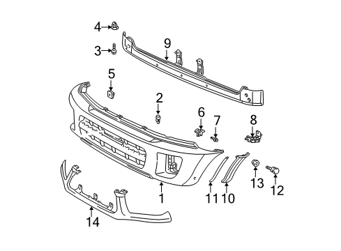 2002 Toyota RAV4 Front Bumper Stay Bracket Diagram for 52145-42020