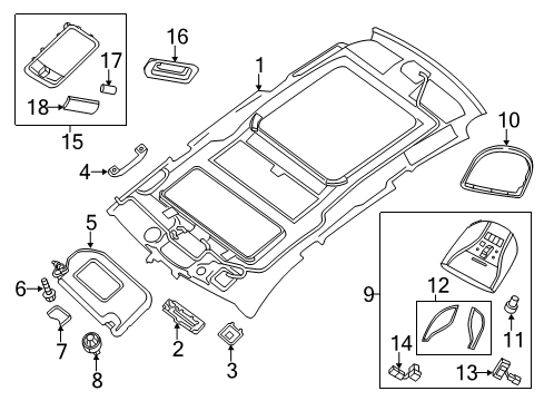 2013 Infiniti JX35 Interior Trim - Roof Lamp Assembly Map Diagram for 26430-3JA7A