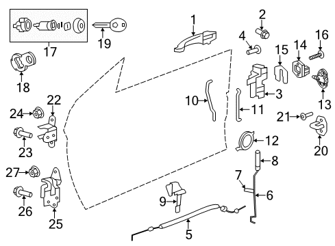 2012 Chrysler 200 Keyless Entry Components Link-Outside Handle To Latch Diagram for 5008963AB