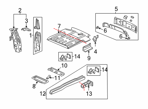 2002 Chevrolet Venture Rear Body Panel, Floor & Rails Panel Asm, Back Body Pillar Inner (Swb-LH) Diagram for 12529879