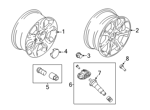 2022 Ford EcoSport Wheels Wheel, Alloy Diagram for GN1Z-1007-AC